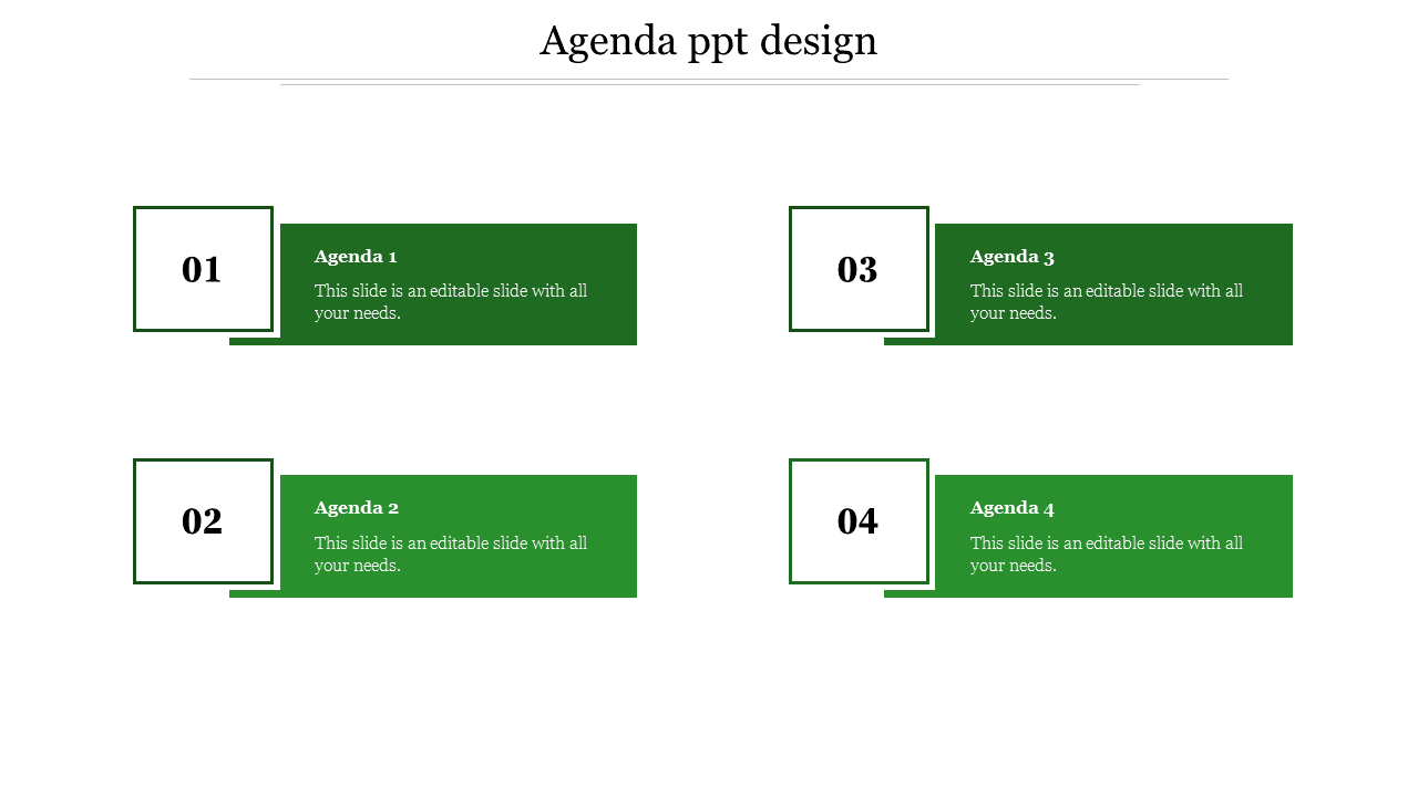 Free - Green Colored Agenda PPT Design and Google Slides